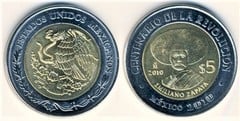 5 pesos (Centennial of the Revolution-Emiliano Zapata) from Mexico