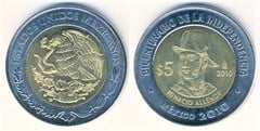 5 pesos (Bicentennial of Independence-Ignacio Allende) from Mexico