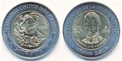 5 pesos (Bicentennial of Independence-Guadalupe Victoria) from Mexico