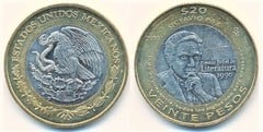 20 pesos (20 Aniversario del Premio Nobel de Literatura a Octavio Paz) from Mexico