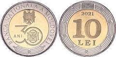 10 lei (30th Anniversary of the National Bank of Moldova) from Moldova