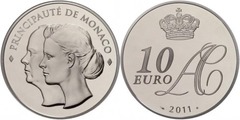 10 euro (Boda de Alberto II y Chaléne) from Monaco