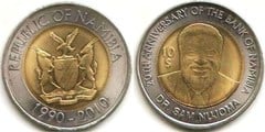 10 dollars (20 Aniversario del Banco de Namibia) from Namibia