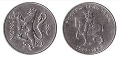 5 kroner (350th Anniversary of the Norwegian Postal Service) from Norway