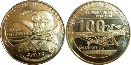 Photo of 100 guaranies (100 Aniversario del Primer Vuelo 1914-2014)