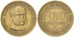 100 soles (150 Aniversario del Nacimiento del Almirante Miguel Grau) from Peru