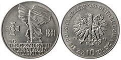 10 zlotych (50 Aniversario del Tercer Levantamiento de Silesia) from Poland
