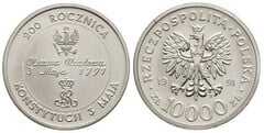 10.000 zlotych (200 Years of the Constitution) from Poland