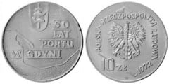 10 zlotych  (50th Anniversary of the Port of Gdynia) from Poland