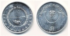 5 euro (Año Europeo de la Igualdad de Oportunidades para todos) from Portugal