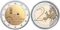 2 euro (730 Aniversario de la Universidad de Coimbra) from Portugal