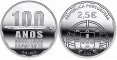 2,50 euro (100th Anniversary of the submarine Espadarte) from Portugal