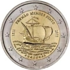 2 euro (500 Aniversario del Nacimiento de Fernão Mendes Pinto) from Portugal