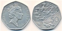 50 pence (50 Aniversario de la Invasión de Normandia) from United Kingdom