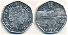 50 pence  (JJ.OO. de Londres 2012-Natación) from United Kingdom