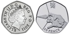 50 pence (JJ.OO. de Londres 2012-Tiro con arco) from United Kingdom