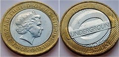 2 pounds (125 Aniversario del Metro de Londres - Letrero) from United Kingdom