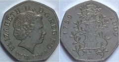 50 pence (250 Aniversario Fundación de los Reales Jardines Botánicos en Kew) from United Kingdom