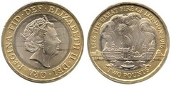 2 pounds (350th Anniversary of the Great Fire of London) from United Kingdom