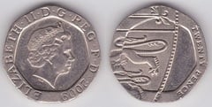20 pence (Coat of arms section - Year below) from United Kingdom
