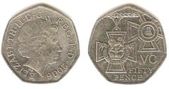 50 pence (150th Anniversary Victoria Cross - VC) from United Kingdom