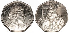50 pence (JJ.OO. de Londres 2012-Paralímpicos-Rugby en silla de ruedas) from United Kingdom