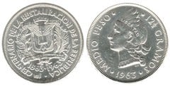 1/2 peso (Centenary of the Restoration of the Republic) from Dominican Republic
