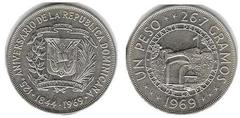 1 peso (125th Anniversary of the Republic) from Dominican Republic