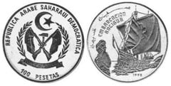 100 pesetas (Embarcación antigua) from Sahara