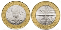 1.000 lire (Rosa de los Vientos) from San Marino
