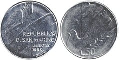 50 lire (Democracy) from San Marino