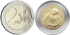 2 euro (450 Aniversario del Nacimiento de Caravaggio) from San Marino