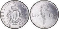 100 lire (Castillo de Pennarossa) from San Marino
