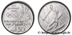 50 lire ((XXII Olímpiada Moscú 80 - Esquiador alpino) from San Marino