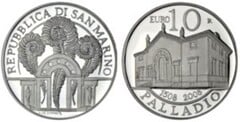 10 euro (500 Aniversario del Nacimiento de Andrea Palladio) from San Marino