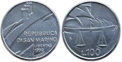 100 lire (Justicia) from San Marino