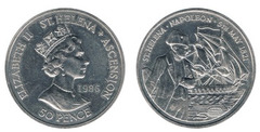 50 pence (165 aniversario de la muerte de Napoleón) from Saint Helena and Ascencion