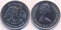 25 pence (Bodas de Plata de Elizabeth II) from Saint Helena