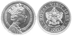 10 dollars (Visita de la Reina Isabel II) from Santa Lucia