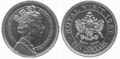 10 dollars (Visita de la Reina Isabel II) from Santa Lucia