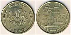 5 dollars (25 Aniversario de la Independencia) from Singapore