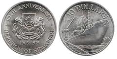 10 dollars (10 Aniversario de la Independencia) from Singapore