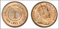 1 cent from Straits Settlements