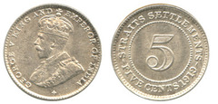 5 cents from Straits Settlements