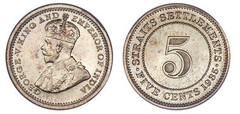 5 cents from Straits Settlements