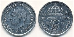 1 krona (40 Años de Reinado de Carl XVI Gustaf) from Sweden