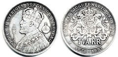 2 kronor (25th Anniversary of the Coronation of King Oscar II) from Sweden