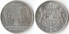 50 kronor (Wedding of King Carl XVI Gustaf and Queen Silvia) from Sweden
