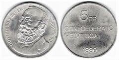 5 francs (Gottfried Keller) from Switzerland