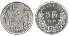5 francs (100 años del Ferrocarril de San Gotardo) from Switzerland